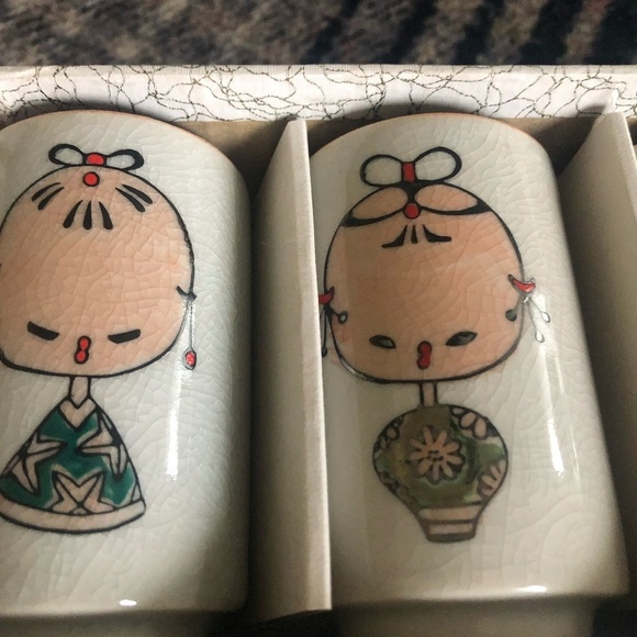 VINTAGE OTAGIRI OMC JAPAN KOKESHI GIRLS SET OF 6 SMALL CUPS - Picture 4 of 14